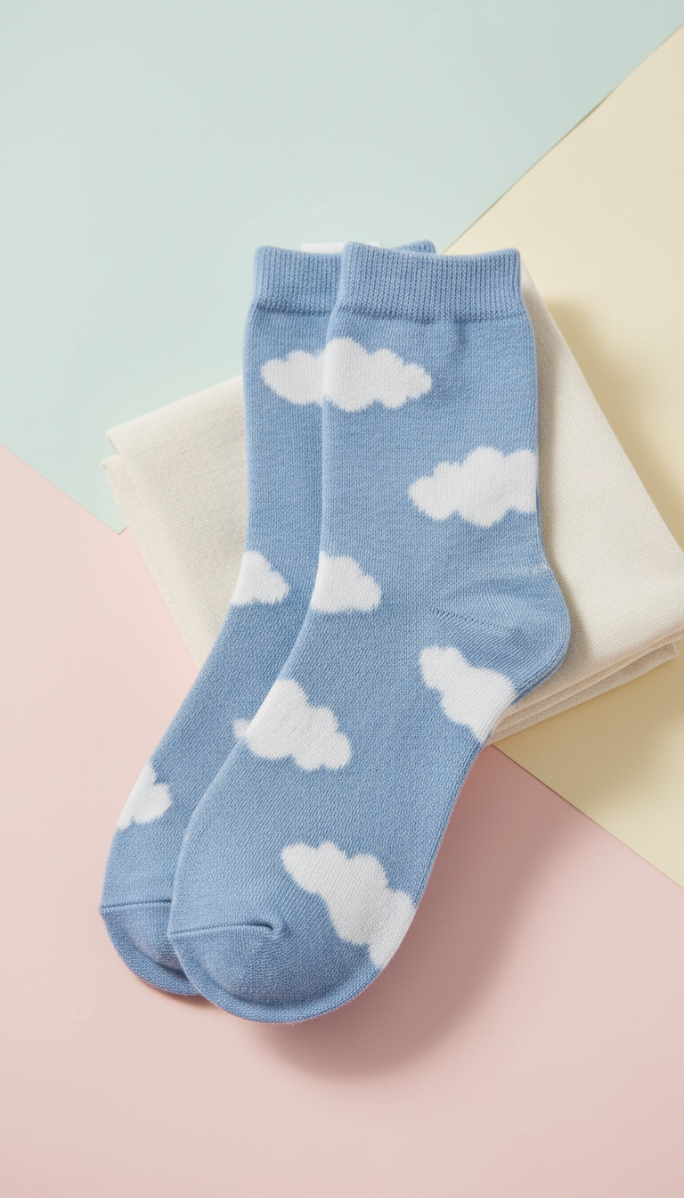 Cloud motif powder blue Socky Pop