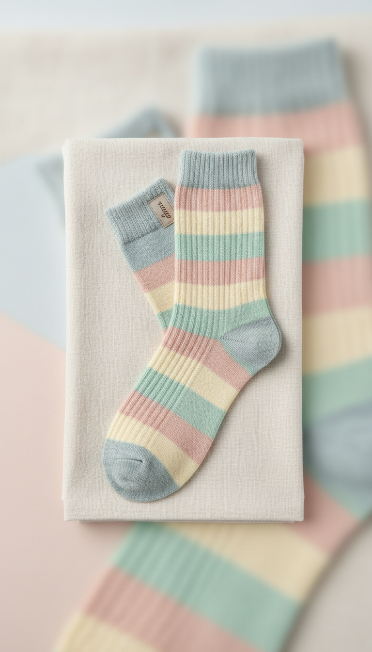 Mint mellow stripe cotton Socky Pop